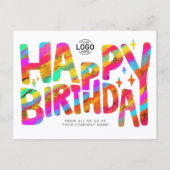 カラフルで楽しいクレヨン手書き誕生日ロゴ ポストカード (正面)