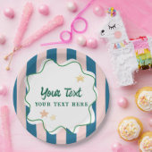 カラフルで楽しいグリーンのストライプスターのパーティー用品 ペーパープレート (パーティー)