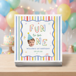 カラフルで楽しいストライプの誕生日パーティー用ナプキン スタンダードカクテルナプキン