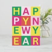 カラフルで楽しいタイポグラフィー おめでとう 2025 シーズンカード (スタンド正面)