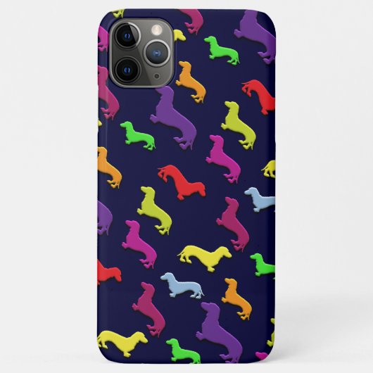 カラフルで楽しいダックスフントの犬のパターン Case-Mate iPhoneケース (裏面)