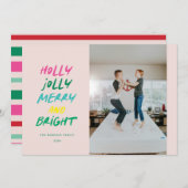 カラフルで楽しいホリデーシーズンのクリスマス写真 シーズンカード (正面/裏面)