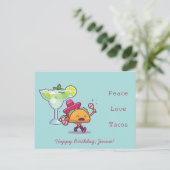カラフルで楽しいマルガリータ＆タコス ハッピーバースデー ポストカード (スタンド正面)