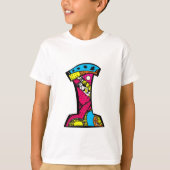 カラフルで楽しいモノグラム I トライバルと落書き Tシャツ (正面)