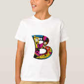 カラフルで楽しいモノグラムB部族風+落書き Tシャツ (正面)