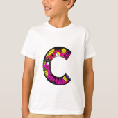 カラフルで楽しいモノグラムC部族風+落書き Tシャツ (正面)