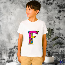 カラフルで楽しいモノグラムF部族風+落書き風 Tシャツ