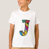 カラフルで楽しいモノグラムJ部族風+落書き Tシャツ (正面)