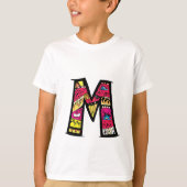 カラフルで楽しいモノグラムM部族風+落書き風 Tシャツ (正面)