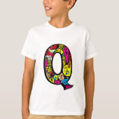 カラフルで楽しいモノグラムQ部族風+落書き Tシャツ (正面)