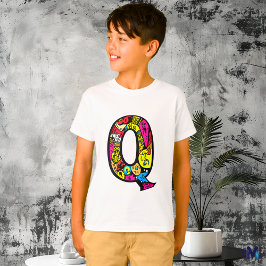 カラフルで楽しいモノグラムQ部族風+落書き Tシャツ
