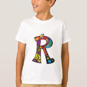 カラフルで楽しいモノグラムR部族風+落書き風 Tシャツ (正面)