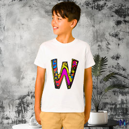 カラフルで楽しいモノグラムW トリビューンとドゥードゥル Tシャツ