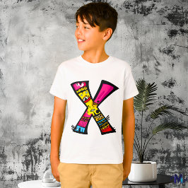 カラフルで楽しいモノグラムX トリビューンとドゥードゥル Tシャツ
