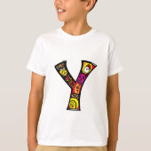 カラフルで楽しいモノグラムY部族風と落書き風 Tシャツ (正面)