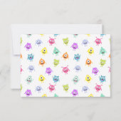 カラフルで楽しいリトルモンスターの誕生日パーティーの写真 サンキューカード (裏面)