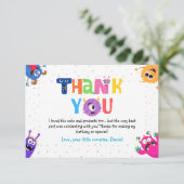 カラフルで楽しいリトルモンスターの誕生日パーティー サンキューカード (スタンド正面)