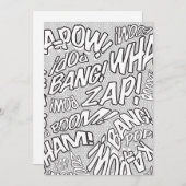 カラフルで楽しいレトロコミックブックポップアート 招待状 (正面/裏面)