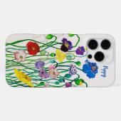 カラフルで楽しいワイルドポピー水彩 名前入り iPhoneケース (裏面横)
