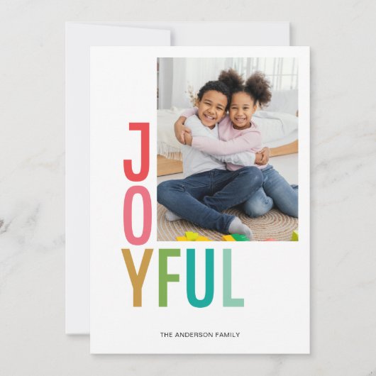 カラフルで楽しい写真のフラットホリデーカード シーズンカード (正面)