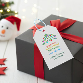 カラフルで楽しい国際的なメリークリスマスツリー ギフトタグ