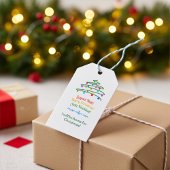 カラフルで楽しい国際的なメリークリスマスツリー ギフトタグ