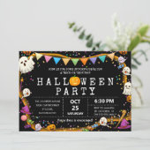 カラフルで楽しい子供たちのハロウィンパーティー 招待状 (スタンド正面)