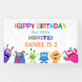 カラフルで楽しい小さなモンスターの誕生日パーティー 横断幕 (横)