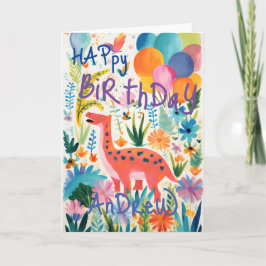 カラフルで楽しい恐竜の折りたたみカード カード