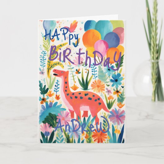 カラフルで楽しい恐竜の折りたたみカード カード (正面)