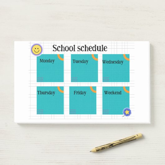 カラフルで楽しい授業スケジュール ポストイット (デスク)
