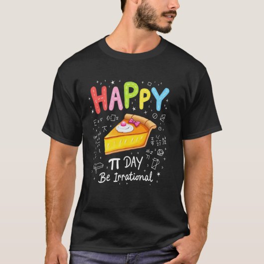 カラフルで楽しい数学のお祝い ハッピーπの日 tシャツ (正面)