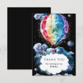 カラフルで楽しい熱気球の誕生日 サンキューカード (正面/裏面)