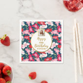 カラフルで楽しい花柄のオーダーメイドフォト誕生日 スタンダードカクテルナプキン (インサイチュ)