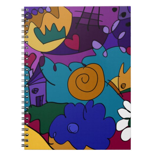 カラフルで楽しい落書きアート スパイラルノート ジャーナル (正面)