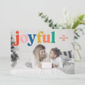 カラフルで楽しい、喜びに満ちた家族の写真のホリデーカード シーズンカード (スタンド正面)