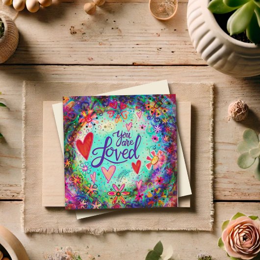 カラフルで楽しい 愛されているよ バレンタイン ファンシー ノートカード
