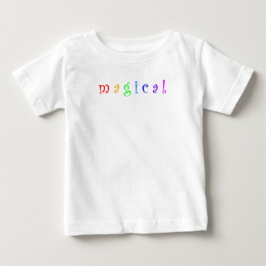 カラフルで楽しい「魔法の」タイポグラフィー ベビーTシャツ (正面)