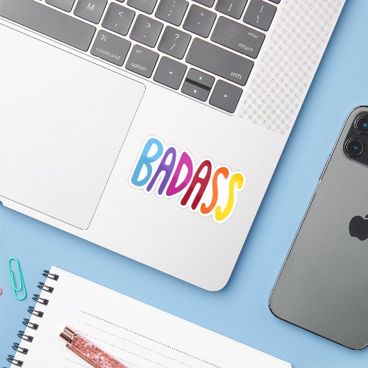 カラフルで楽しいBADASSレタリング シール (ノートパソコンとiPhone)