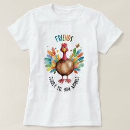カラフルで楽しいFriendsgivingターキー ウォーターカラー Tシャツ