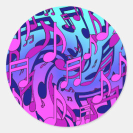 カラフルで活気ある音楽柄 ラウンドシール