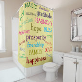 カラフルで活気づけるで前向きな単語のデザイン シャワーカーテン (インサイチュ)