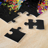 カラフルで無頓着なチャールズ王スパニエル犬 ジグソーパズル (側面)