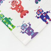 カラフルで熱狂するなロボット居心地のよい子供 フリースブランケット (角)