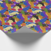 カラフルで熱狂するな寄り目のplanarianみみず ラッピングペーパー (角)