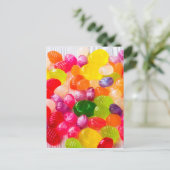 カラフルで甘いキャンデーの食糧棒つきキャンデー ポストカード (スタンド正面)