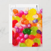 カラフルで甘いキャンデーの食糧棒つきキャンデー ポストカード (正面/裏面)