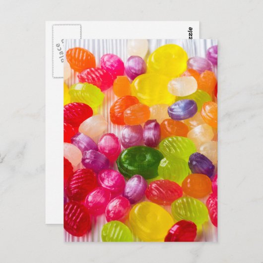 カラフルで甘いキャンデーの食糧棒つきキャンデー ポストカード (正面/裏面)
