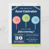 カラフルで甘い棒つきキャンデーの誕生日のパーティの招待状 招待状 (正面)