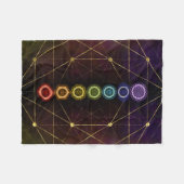 カラフルで白熱［赤熱］光を放つなチャクラ フリースブランケット (正面(横))